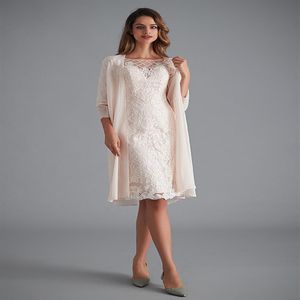 Werbowy Light Pink Women's Mother of the Groom Dresses Tea Length Lace Mother's Dresses with Jacketフォーマルイブニングドレス266i