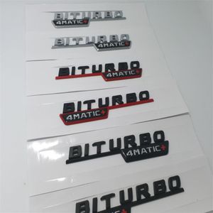 1 Paar mattschwarzes Chrom Turbo 4MATIC Biturbo 4matic Emblem Abzeichen Fender Side Supercharge Logo Auto Styling Aufkleber für Mercedes B295s