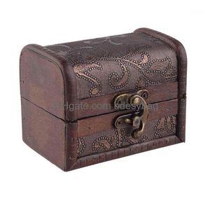 Förvaringslådor BINS TRÄDAGGREASH VINTA METAL LOCK SMEEDDRY TREASURE CASE CASE MANUAL Pearl Necklace Armband Arrangör Drop Delive Dhxtu