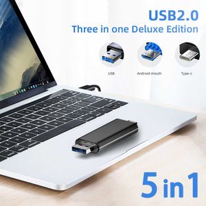 Memory Card Readers 5 In 1 Multifunction USB 2.0 Type C USB Micro USB SD TF Memory Card Reader for Android IPhone Computer Dock OTG Type C Adapter L230916