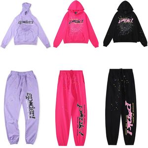 Designer SP5der Young Thug 555555 Men Kvinnor Hoodie High Quality Foam Print Spider Web Graphic Pink Sweatshirts Y2K Pullovers S-XL260S