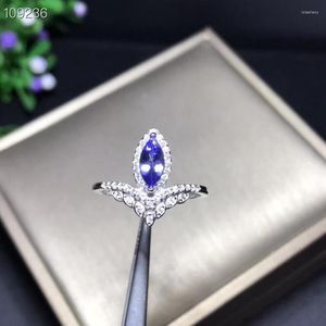 Cluster Rings Natural Tanzanite Ring Fashionable Gem Quality Deep Color 925 Silver Customizable Size Number