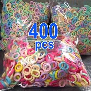 100-400 st Colorful Nylon Ealstic Hair Band för Girls Ponytail Hold Scrunchie Rubber Band Kids Girl's Fashion Hair Accessories