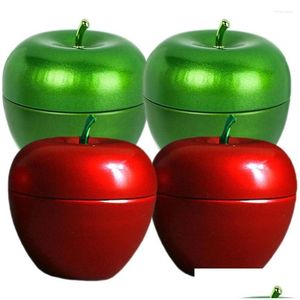 Storage Bottles Jars 4 Pcs Cookie Containers Lids Apples Shaped Candy Box Tea Pot Tin Canister Christmas Dish Drop Delivery Home Garde Dh0Rx