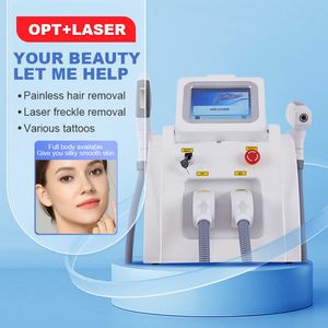 Professionelle OPT IPL Schmerzlose Haarentfernung + Nd Yag Laser Tattooentfernungsmaschine 2 IN 1 Schönheitsmaschine Geeignet für alle Hauttypen