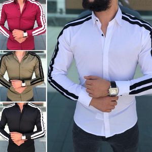 Plain Men Formal Shirts Business Dress Wedding Long Sleeve Slim Top Patchwork Topps Blus Fit Button Shirt288h