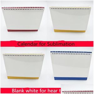 Calendário Atacado Sublimação Em Branco Desktop Diy Tabela Bobina de Aço Spiral Desk Po Agenda Planejador com Página Drop Delivery Office School Dhqh6