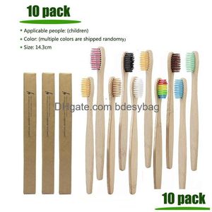 Escovas de dentes descartáveis 10 Pcs Ambiental Bambu Crianças Escova de Dentes Cerdas Macias Saudáveis Dental Oral Care Escova de Dentes Escova Natura Dhtks