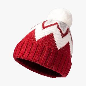 Beanie/Skull Caps Striped Jacquard Pompom Beanie Hat Winter Warm Knitting Thick Skl For Women Valentines Day Christmas Gift Drop Del Dhx5T