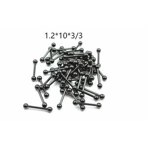 Zungenringe, 50 Stück, Körperschmuck, ganz schwarz, Barbells, Nippel-Ohr-Piercing-Schmuck, gerade Helix, kurze Tropfenlieferung, Dhgarden Dhvsz