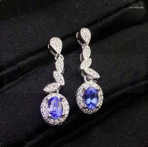 Dangle Earrings Tanzanite Drop Earring Natural Real 925 Sterling Silver 0.52ct 2pcs Gemstone Fine Jewelry #J19011011
