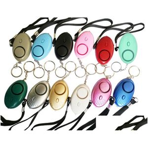 130dB äggform Självförsvar Alarm Keychain Pendant Anpassa ficklampa Personlig Safy Key Chain Charm Car Keyring Drop Delivery