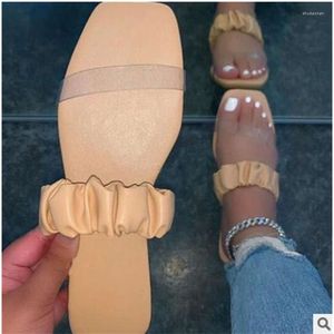 Slippers 2022 Summer Women's Open Toe Flat Fashion Outdoor Transparent Sandals For Girls Beach Casual Shoes Plus Size 43