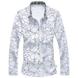 Spring Men Shirt Classic Formal Geometric Plaid Long Sleeve Dress Shirts Mens Designer Plus Size 7XL258j