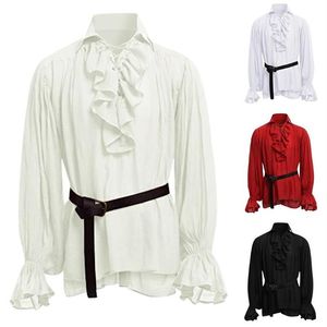 Männer Langarm Gothic Vintage Shirts Bluse Mode Cosplay Party mittelalterlichen Kleidung Bandage Spitze Plus Größe Camisas de hombre174I