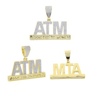 Pingente de carta ATM banhado a ouro 18K Amazon Trend colar masculino personalizado da moda