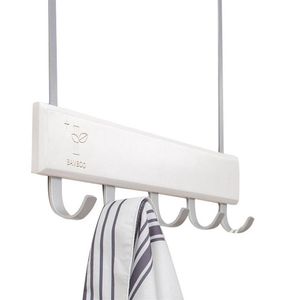 Over Door Hooks Multifunction Hanging Rack Wooden Coat Hanger Door Hook Rack Wall Hanging for Cloth Pants Hat Towel Punch F220T