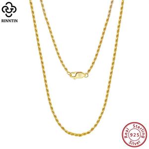 Łańcuchy Rinntin 925 Sterling Srebrne 1 7 mm diamentowe sznurka do łańcucha dla kobiet moda luksusowa złota biżuteria sc292879