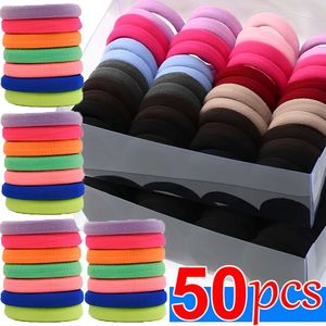 50pcs Girls Elastic Hair Accessories for Kids Black White Rubber Band Ponytail Holder Gum for Hair Ties Scrunchies Hairbands