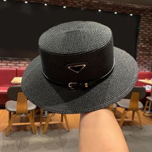 Women bucket hat designer cap straw casquette for men natural coloe sunshade luxury casquette homme casual unisex beach hat triangle pj066