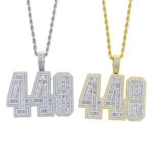 Hip Hop Lucky Number 448 Pendant Necklace with Diamond Men's Necklace