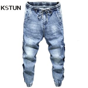 Mens Jeans Oversize Homens Harem Calças Largas Perna Solta Fit Tapered Masculino Corredores Hip Hop Streetwear Calças de cintura elástica para 230915