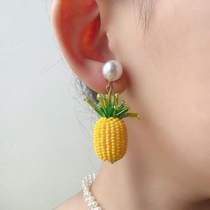 Kolczyki stadnonowe Śliczne małe ananasowe uszy klip owoc Słodki kształt spersonalizowane stadniny etniczne dla kobiet letni prezent 0342
