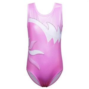 Stage Wear BAOHULU Arrivo Body da ginnastica senza maniche per ragazze Body da balletto professionale con strass rosa Costume da ballo per bambini