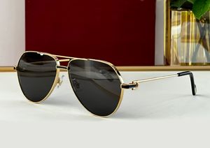 Vintage Pilot Solglasögon 0334 Gold Grey Lens Mens Sun Glasses Summer Sunnies Gafas de Sol Sonnenbrille UV400 Eye Wear Unisex With Box