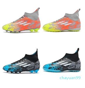 أحذية كرة القدم الاحترافية للأطفال للنساء عالية الأعلى من TF Soccer Shoes Youth Kids Long Train Training Shoes Blue Orange