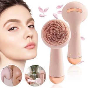 Elektriska ansiktsskrubber laddningsbara ansiktsrengöringsborste ansiktsskötselverktyg Vattentät silikon Electric Sonic Cleanser Facial Beauty Massager L230920