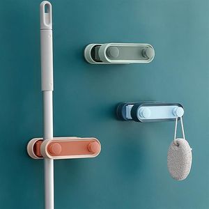 Hooks Rails Kitchen Accessories Gadget Wall Mounted Mop Broom Organizer Hold Tools Self Stick Badrum förvaring Rack Umbre235a