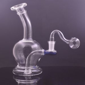 1 Stück 7-Zoll-Glasbecher-Bong 14 mm weibliche Wasserpfeifen dicke Flasche Dab Rig Wasserpfeifen Bongs Recycler mittlere Rigs Aschekatheter mit 30 mm männlichem Glasölbrennerrohr