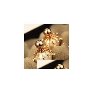 Stud Big Pearl Earrings For Women Fashion Jewelry Gold / Platinum Plating Double Sided Accessories Korean Party Drop Delivery Dh5Xg