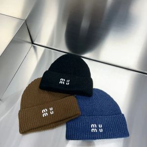 Fashion Street New Mi u Knitted Hat Designer Beanie Cap Women's Woolen Hat Elastic Big Men's Autumn and Winter hats