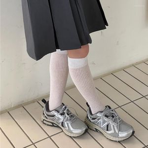 Skarpetki dla kobiet bawełniane cienkie pończochy koreańskie mody kolan japoński japoński styl solidny kolor dziewczyny długie pończochy