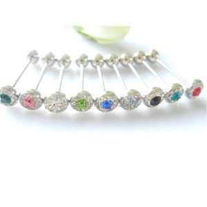 Tongue Rings Lot50Pcs Shippment Body Piercing Jewelry-Crystal Ring Bar/Nipple Barbells 14G1.6Mm Mix Colors Drop Delivery Jewe Dhgarden Dhiap