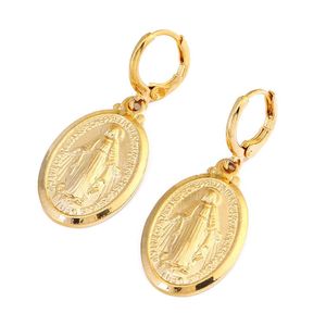 Jungfrau Maria Ohrringe Weihnachtsgeschenke 24K Gold Farbe Frauen Männer Schmuck Ohrringe Ganze Kreuz Ohrringe Jewelry306D