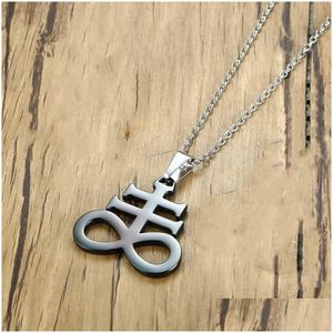 Pendant Necklaces Faithheart Leviathan Satanic Cross Necklace For Women Men Stainless Steel Jewelry Drop Delivery Pendants Dhy8X