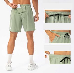 Ll limões alinhar masculino yoga esportes shorts curtos de secagem rápida com bolso traseiro do telefone móvel casual correndo ginásio jogger pant lu-lu