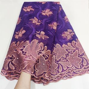 2021 النسيج الدانتيل الأفريقي المخرم من الأقمشة الفرنسية Tulle Fabrics 5 Yards بالكامل المواد السويسرية السويسرية لشبكة الزفاف 310A