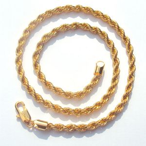 xuping high-quality Rope Chain 6mm 14 k Yellow Fine Solid Gold GF Thick ed Braided Mens Hip Hop 24 Inch Nec304P