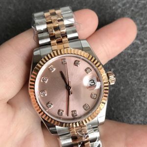 İzle Tasarımcı Pembe İzle Lüks Rol Kadın İçin İzle Yüksek Kaliteli 31mm Diary Gold Paslanmaz Çelik Kadın 2813 Hareket Elmas Çerçevesi Lady Ladies Holwatches