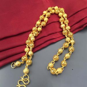 Bredd 8mm längd 55 cm män ihåliga ut olivpärlor guldpläterade halsband dominerande kedja för 2016 smycken bijouterie uttalande col252f