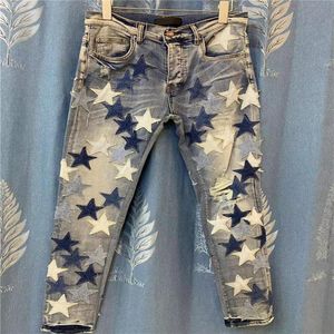 Mens jeans designer väskor gul lera grå 2022 ss jean nyaste ankomst vintage stil hål mode män smal motorcykel cyklist kausal h291m