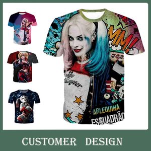 Customer Design 3D Suicide Squad Harley Quinn Print Tshirt Shorts Sleeved O-neck t-shirt New Fashion Couples Men Women Unisex Loose Shirt Casual Harajuku Tops
