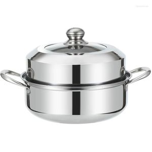 Doppelkessel, Dampfkocher, Suppenstahl, zweilagiger Topf, 1 28 cm, universal, dick, zum Kochen, für Edelstahl-Herd, Dampfgarer, Gastöpfe, Set, Induktion