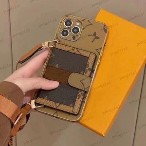 Designer Brand Phone Cases For iPhone 15 Pro Max 14 13 12 11 Fashion Leather Case Monogram Card Holder Cover Luxury Shell