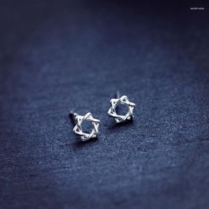 Brincos pequenos hexagrama estrelas cor prata joias fashion para mulheres presente menina atacado