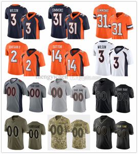 2023 camisas de futebol 31 Justin Simmons 10 Jerry Jeudy 2 Pat Surtain II 3 Russell Wilson 14 Courtland Sutton 33 Javonte Williams 77 Quinn Meinerz 80 Greg Dulcich